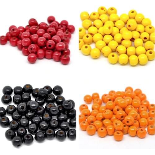 DoreenBeads 200PCs Color Wooden Beads Dyed Handmade Round Wood Loose Spacer Beads for DIY Making Bracelet Jewelry 10x9mm, yiwu