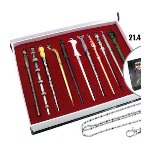 Harries Action Toys Magic Wand Figure Potters Metal Keychain Necklace Deathly Hallows Pendants Box Packed Toy Set Gift For Kids