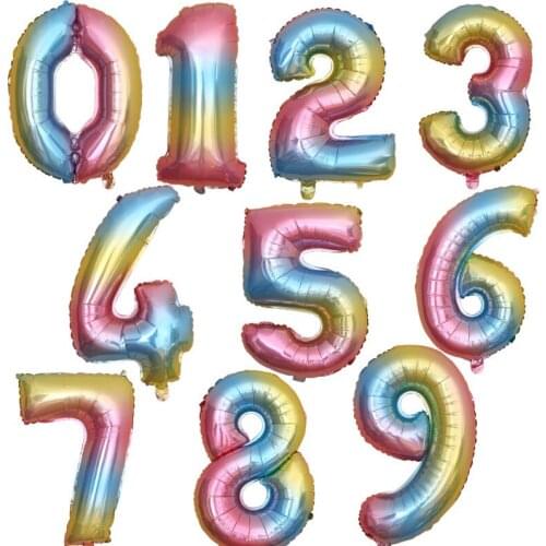 32 Inch Gradient Color Number Foil Balloons Globos Wedding Birthday Digit Balloon X-Mas Party Decor Home Celebrate Air Ball Toys