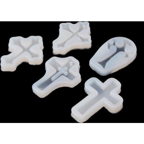 5PCS Cross Silicone Resin Mold For Jewelry Making Casting Mould Craft DIY Tools 1XCA