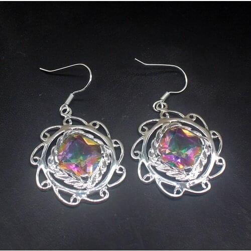 Hermosa Charms Classic Mystical Topaz Genuine 925 Silver Dangle Drop Hook Earrings Jewelry Gifts for Women Girls 20213784