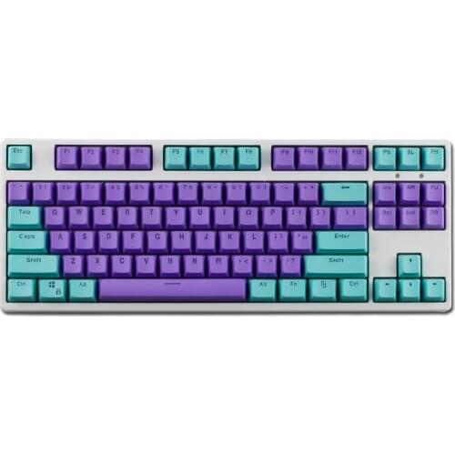 61/68/87 Keys Green & Purple Double-Color OEM Height PBT Key Caps For Mechanical Keyboard