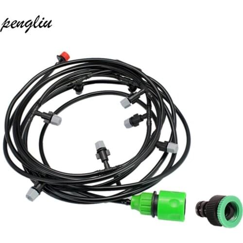 Drip Irrigation Sets System Garden Irrigation Mist Water Hose Kits 5M and 10Pcs Misting Sprinkler and 1Pcs Quick Coupler IT026