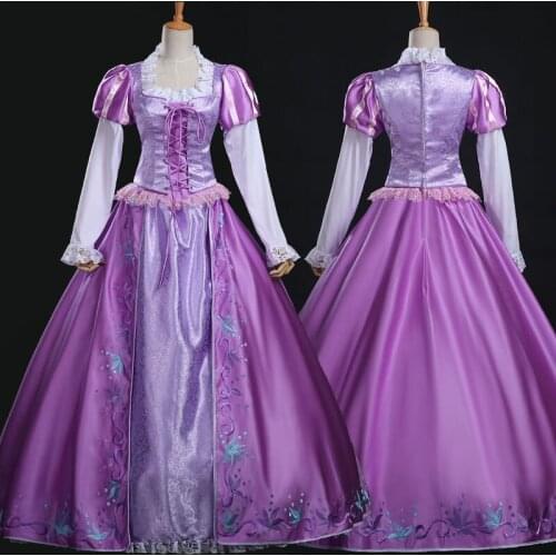 Movie Rapunzel Cosplay Costume Adult Women Role-playing Purple Party Princess Dance Dress Halloween Carnival Ball Gown