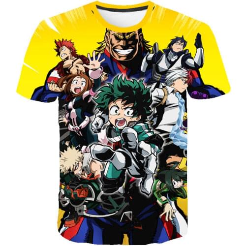 Creative My Hero Academia anime t-shirt for men street novelty boutique anime 3d t-shirts for kids boys manga top