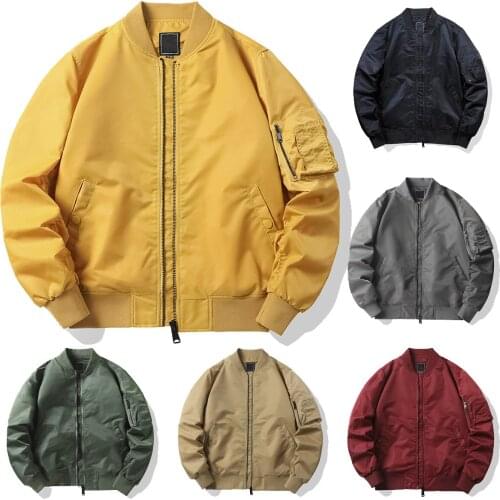 2021 Military Autumn Spring Mens Outdoor Sports Baseball Slim Solid Jacket Flying Air Pilot Flight Bomber Male MA1 Jacket Coats