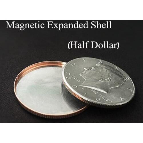 Magnetic Expanded Shell (Half Dollar) Coin Magic Tricks Illusions Magic Accessories Gimmick Goocheltrucs Professionele Close-Up