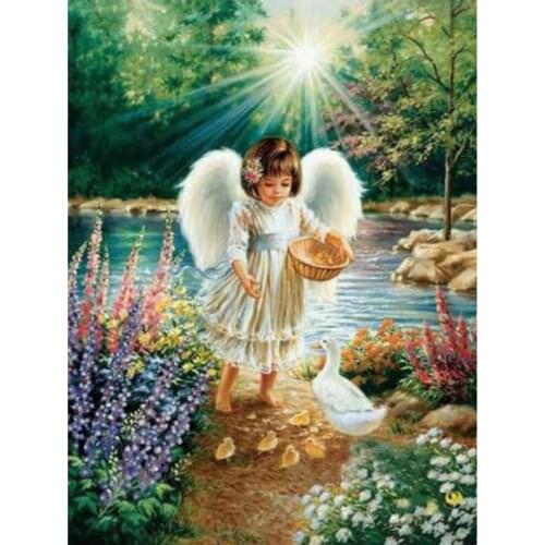 Carton Angel DIY Cross Stitch Embroidery 11CT Kits Craft Needlework Set Cotton Thread Printed Canvas Home Decoration On Sale Hot