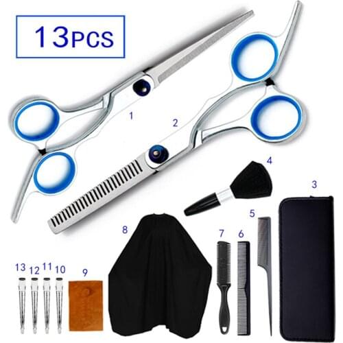 Hair Cutting Scissors Set Hairdressing Shears Kit 13 PCS Professional Haircut Scissors Kit with Thinning & Cutting Scissors
