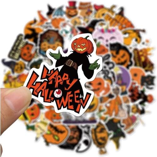 50pcs Halloween Theme Horror Stickers Mobile Phone DIY Diary Album Decoration Scrapbooking Waterproof Stickers