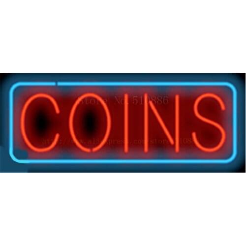 Coins NEON SIGN REAL GLASS BEER BAR PUB LIGHT SIGNS display Pawn Shop Restaurant Transaction exchange Advertising Lights 17*14"