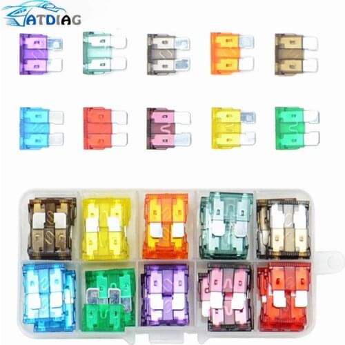 Newest Profile Medium Size Blade Type Car Fuse Assortment Set Auto Car Truck 2/3/5/7.5/10/15/20/25/30/35A Fuse with Box Clip