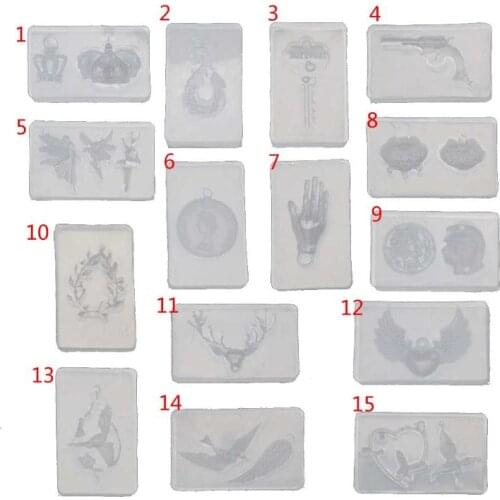 Deer Lock Key Crown Coin Heart Bird Pendant Resin Silicone Molds Jewelry Tools