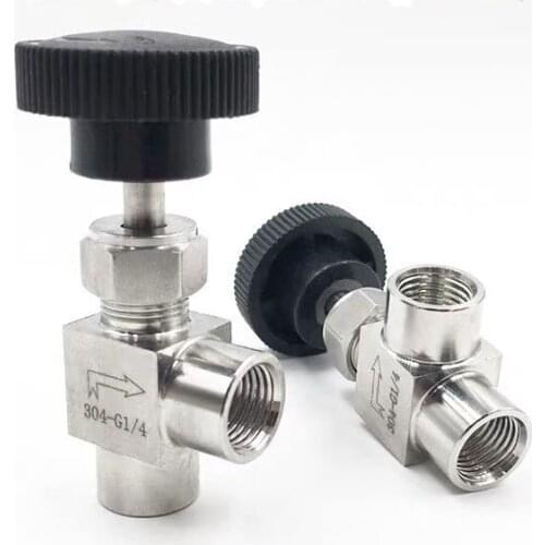 Adjustable Needle Valve G1/8'' 1/4'' 3/8" 1/2" Female Thread Right Angle 90 degree SS304 For Water Gas Oil