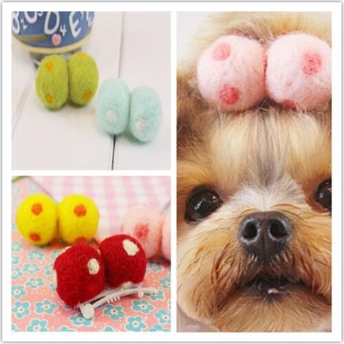 Dog Groomingt Hairpin Pet hair clip ball cute wool felt dog Teddy Yorkshire Maltese headdress 20PCS/LOT