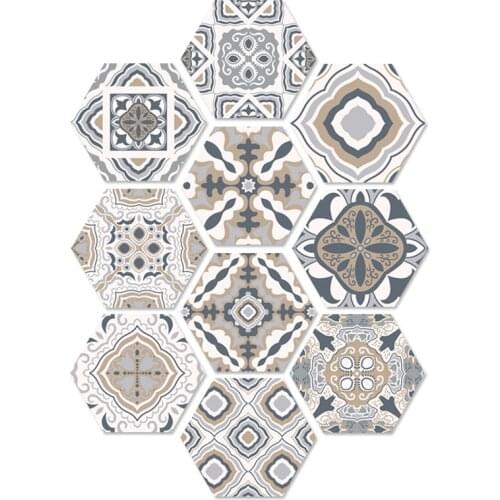 Tile style bathroom floor stickers Creative DIY hexagon ceramic tile sticker waterproof non-slip wall stickers home decoration