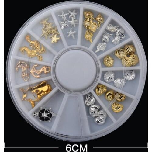 500pcs 3D Marine Life Nail Rhinestone Metal Animals Decal Rivet Studs DIY Design Alloy Nail Art Decoration DHL