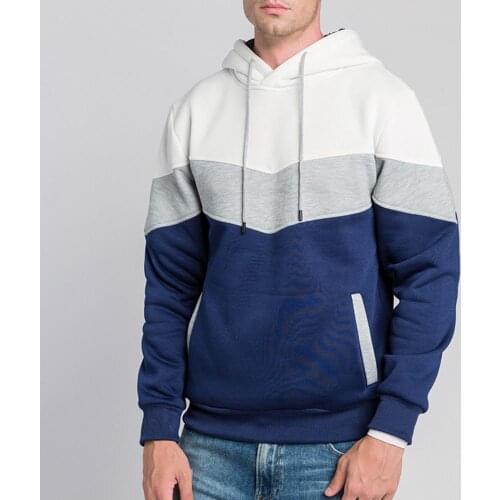 Men Women Long Sleeve Color Block Pockets Hoodie Thick Sport Hooded Sweatshirt