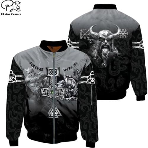 Viking Tattoo 3D printed Mens bomber jackets Hoodie Men for Women New Fashion Zipper Hooded winter Warm jacket hip hop style-3