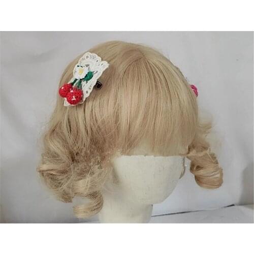 Mori Girl Vintage Lolita lace strawberry Hairpin Kawaii Princess knitted Headwear Hair Accessories B1422