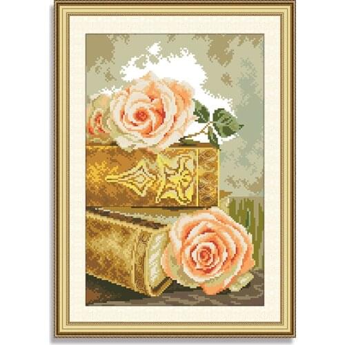 Bible and Roses Embroidery Floss Home Decor Chinese Cross Stitch Kits Printed Counted Cross Stitch Flowers Cross Stitch Fabric