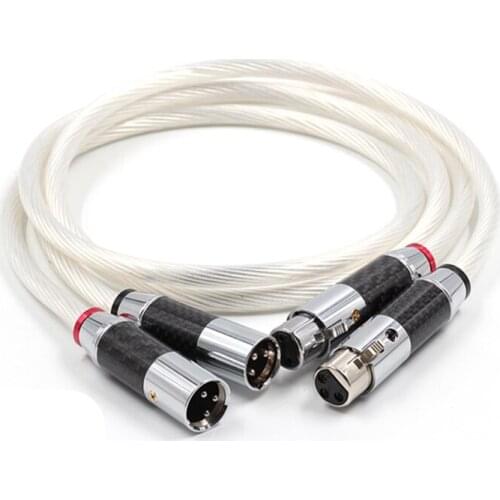 Hifi Pair XLR Cable Pure 7N OCC Silver-plated Audio Cable With Top Grade Carbon fiber XLR Plug