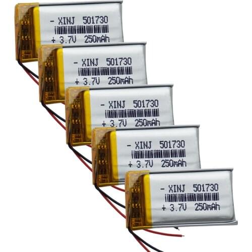 XINJ 3.7V 250mAh Polymer Rechargeable Li Lithium Battery Cell 501730 For GPS Sat Nav Car Camera DVC Driving Recorder DIY Watch