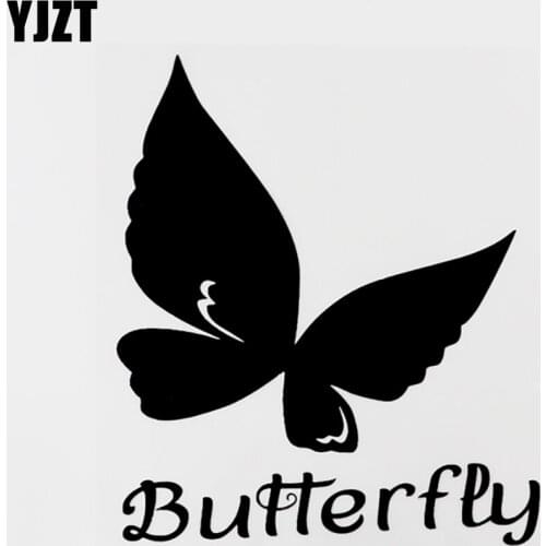 YJZT 15CM×18.5CM Beautiful Butterfly Vinyl Car Sticker Decal Black/Silver Car-styling 8C-0737