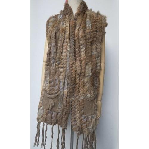 Real Rabbit Fur Vest Women Fashion 2021 New Arrival Female Genuine Fur Knitted Fur Gilets Sleeveless Fur Waistcoat Femme