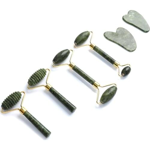 1PC Face Massage Jade Roller Quartz Natural Stone Gua Sha Slimmer Lift Wrinkle Double Chin Remover Beauty Care Slimming Tools