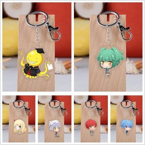 10 pcs/lot Anime Assassination Classroom Acrylic Keychain Toy Figure Korosensei Bag Pendant Double sided Key Ring Gifts