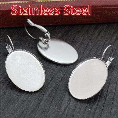 18x25mm 13x18mm 10pcs Stainless Steel French Lever Back Earrings Blank/Base,Fit 18x25mm Oval glass cabochons;Earring bezels