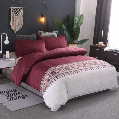 2/3pcs Simple pattern plain bedding set European American size duvet cover pillowcases King Queen Quilt Cover Comforter Cover