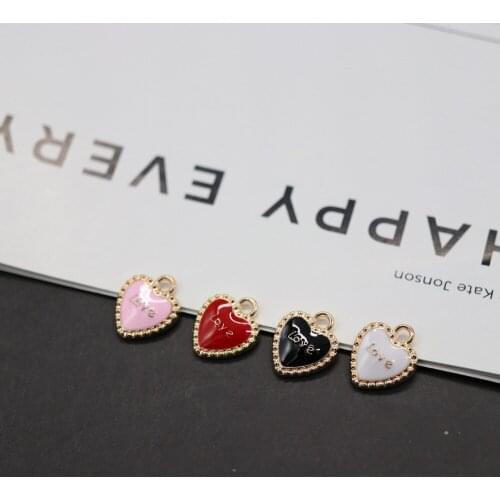 20pcs/Lot Love Heart 14mm Diy Design for Jewelry Making Earring Bracelet or Necklace Handmade Enamel Charms