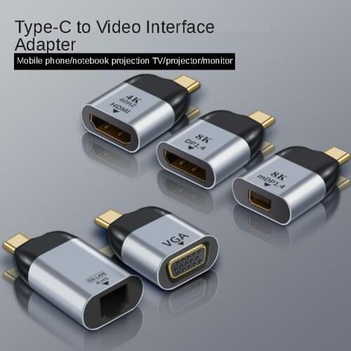 2021 New Type-C To Vga/DP/RJ45/mini DP HD Video Converter 4K 60Hz For MacBook Huawei HDMI-compatible USB-C Type C Adapter