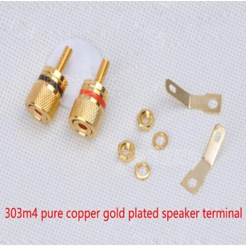 40pcs/lot 303# speaker terminal quality thick copper pure gold-plated audio terminal banana head socket