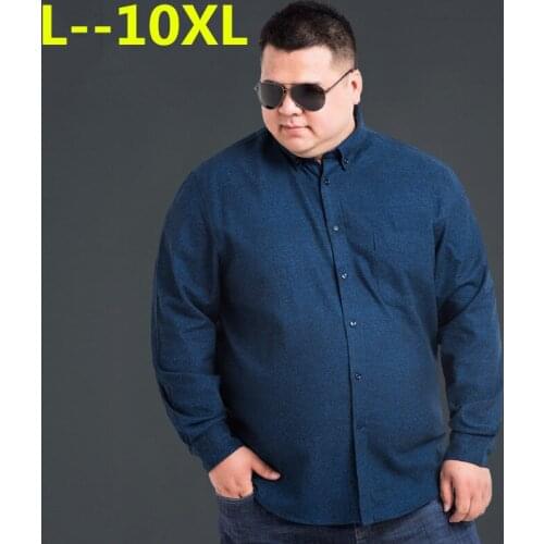 6XL 5XL 4X New 8XL Spring And Autumn Fashion Mens Work Brand Long Sleeve Solid Men Dress red blue Male Shirts