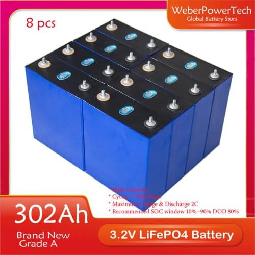 NEW 3.2V 302Ah Lifepo4 Battery Grade A 48V 320AH Rechargeable Battery Pack for DIY 12V 24V RV Solar Energy Storage System