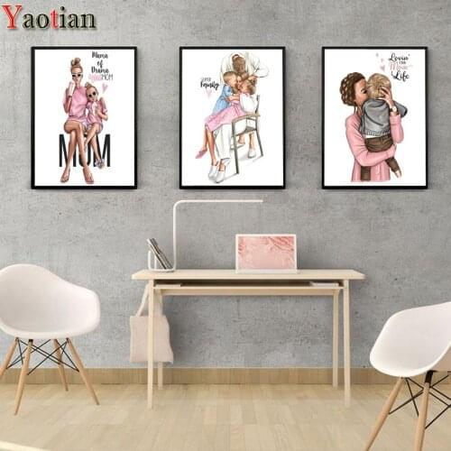 Sweet and warm home DIY 5D Diamond Painting Full Square Round Diamond Embroidery Mosaic Triptych Painting Nordic Posters