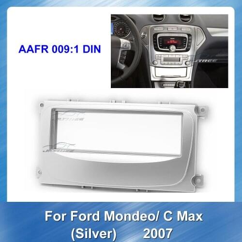 Car DVD Only Frame Audio Fitting Adaptor Trim Facia Panel for Ford Mondeo C Max 2007 Silver Player Cover Plate Dash Mount Kit