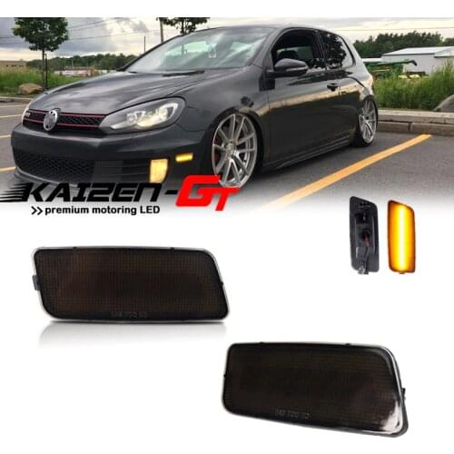 Error Free Smoked Lens Amber Yellow Full LED Car Front Side Fender Lights Turn Signal Lights For 2010-2014 Volkswagen MK6 GTI