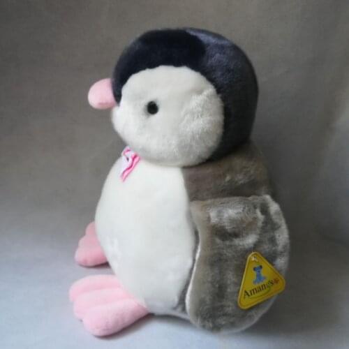 Large 38cm gray penguin with bowtie soft plush toy throw pillow high quality ,Christmas gift h2908