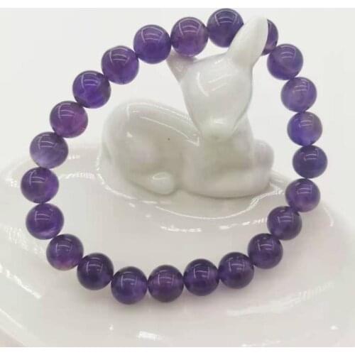 High Quality Genuine Amethyst Bracelet Natural Gemstones Round Bead Elastic 8mm For Elegant Girl Women Bracelet Gift Jewelry