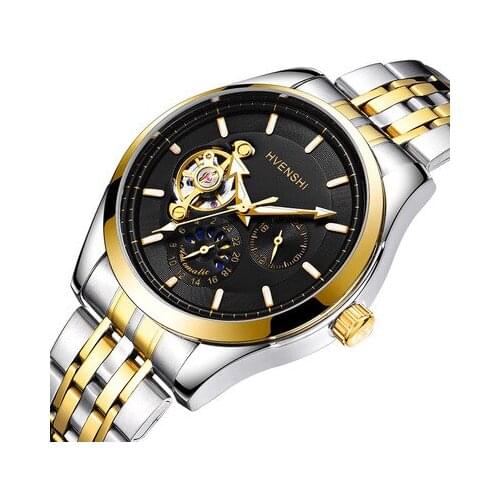 HVENSHI Mechanical Watch Men Automatic Hollow Dial Watch Men Top Luxury Waterproof Watch Men Stainless Steel wrist watch relogio