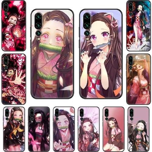 Kimetsu no yaiba Kamado Nezuko Phone case For Huawei P 8 10 20 30 Smart Plus 2019 Z Lite Pro 2017 2019 black fashion cover tpu