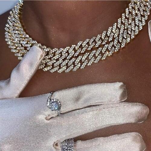 Hip Hop Rock Baguette Chunky Thick Metal Cuban Link Choker Iced Out Curb Miami Cuban Chain Thorn Necklace For Women Men Jewelry