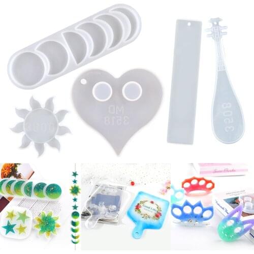 DM123 DIY Epoxy Resin Keychain Coaster Bookmark Mold Silicona Resina Lunar Eclipse Leaf Tray Epoxi Transparente Mould Epoksi