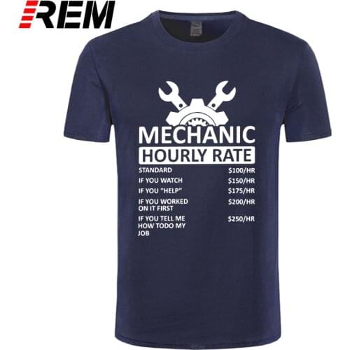 Mens T-Shirt Mechanic Hourly Rate Unique 100% Cotton Tee Shirt Male Tshirt Car Fix Engineer T Shirt Clothing Gift Idea