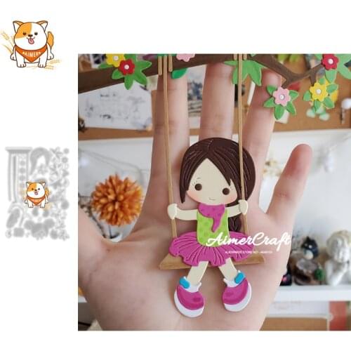 Swing Girl Metal Cutting Dies Mold Knife Scrapbooking Stencil DIY Embossing Craft Die Cuts Card Making New Dies For 2021