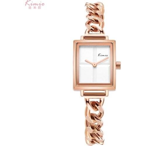 Kimio Brand Simple Women Watch Pink Square Quartz Watch Stainless Steel Bracelet Wristwatch Fashion Waterproof Watches Reloj